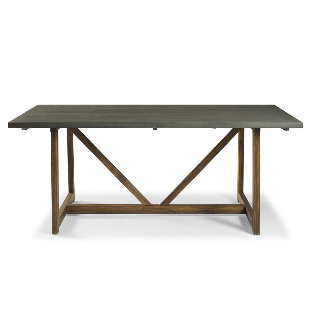 72" Solid Wood Trestle Dining Table - Grey/Brown. Picture 2