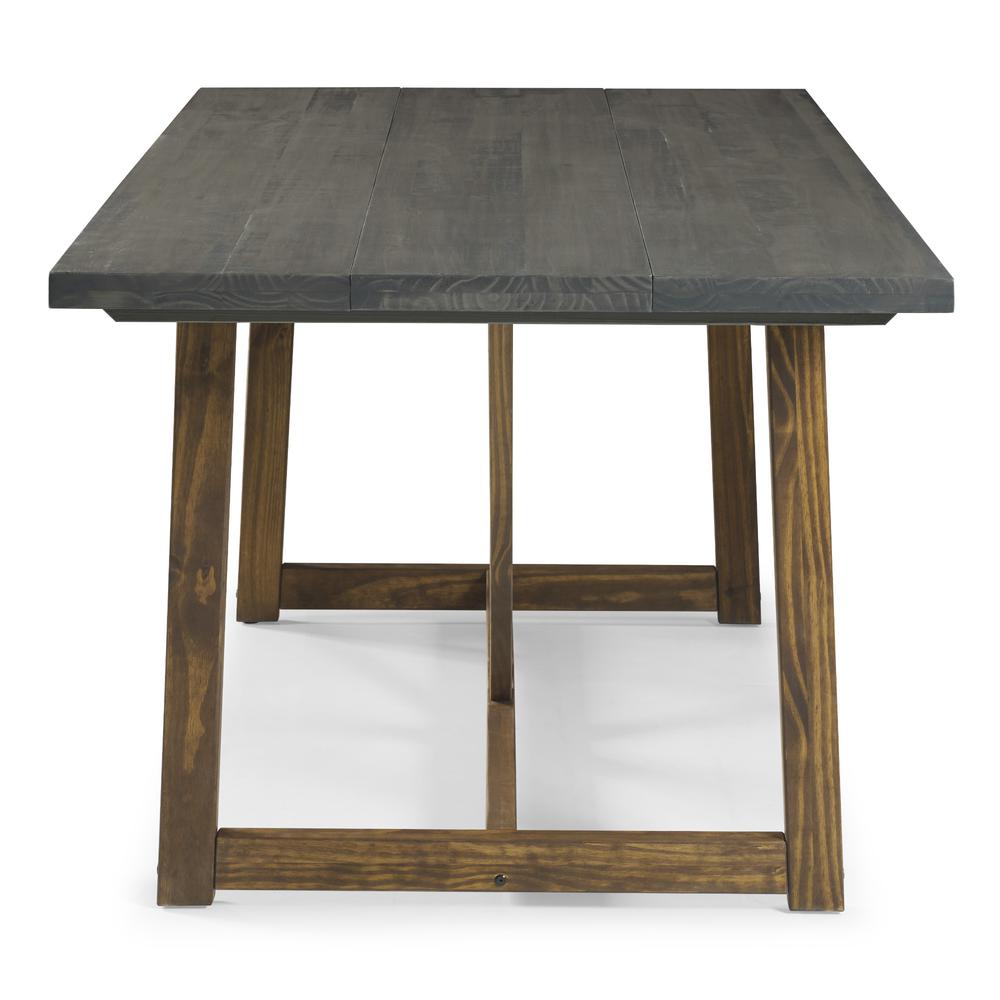 72" Solid Wood Trestle Dining Table - Grey/Brown. Picture 3