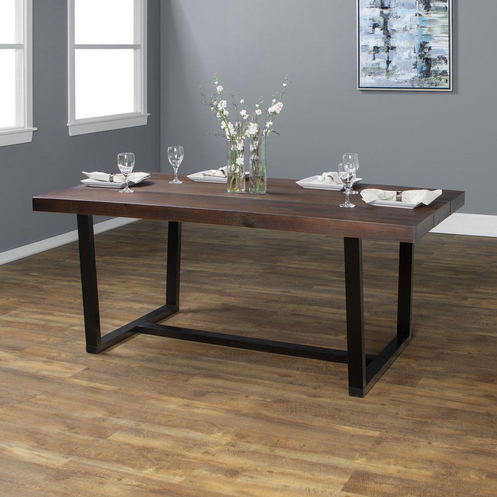 72" Distressed Solid Wood Dining Table - Mahogany. Picture 5