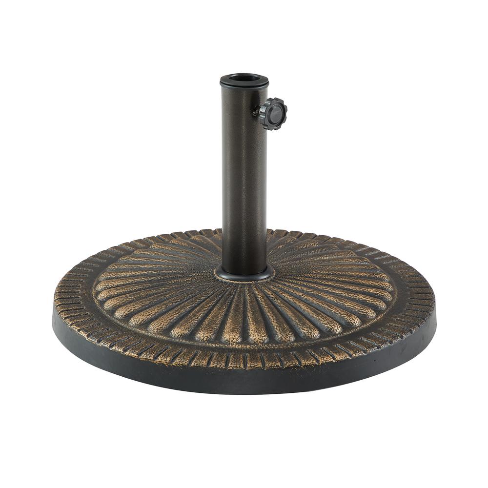 Sunburst Round Umbrella Base - Antique Bronze. Picture 1