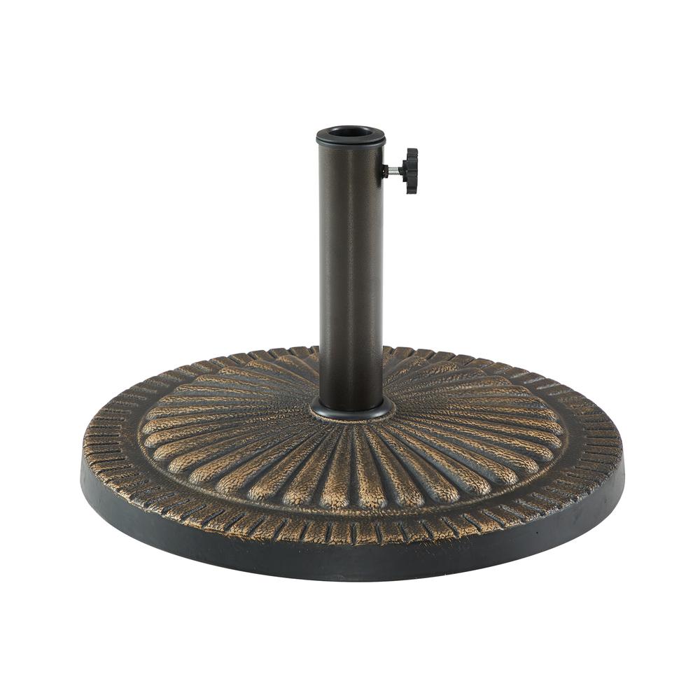 Sunburst Round Umbrella Base - Antique Bronze. Picture 4