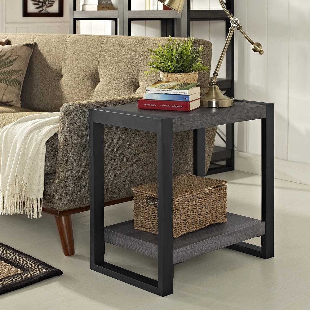 angelo:HOME 24" Side Table - Charcoal. Picture 4