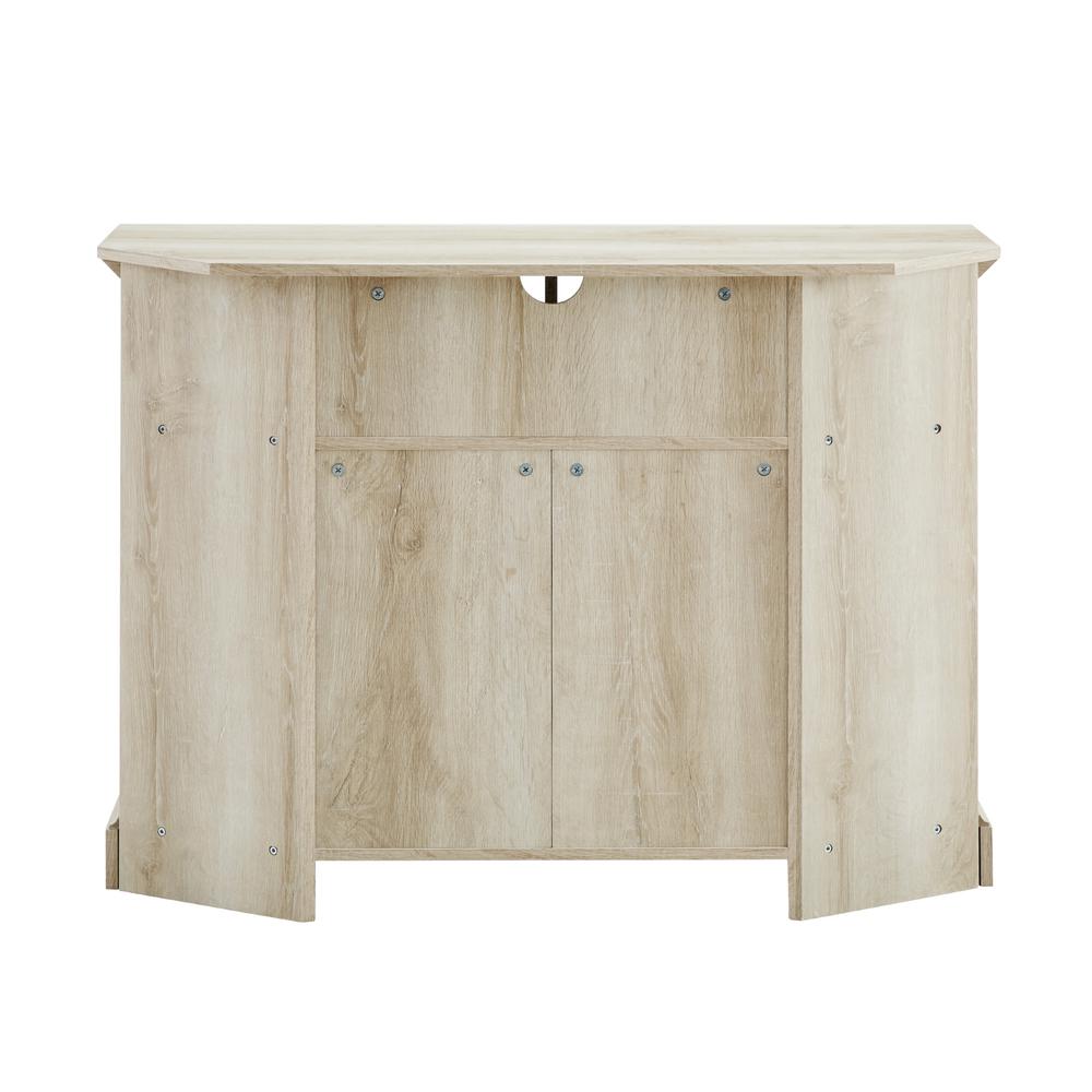 44" Grooved Door Corner TV Console - White Oak. Picture 5