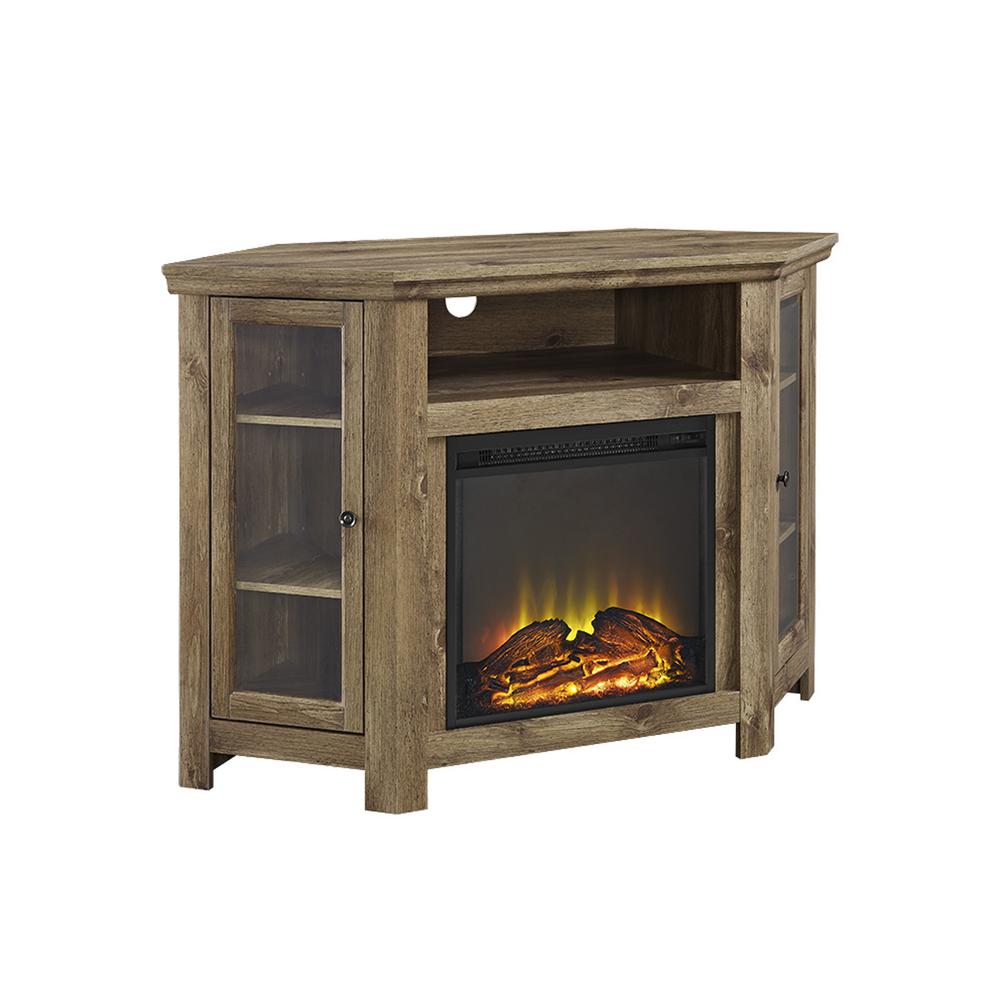 48" Barnwood Corner Wood Media Stand with Electric Fireplace , Belen Kox. Picture 1