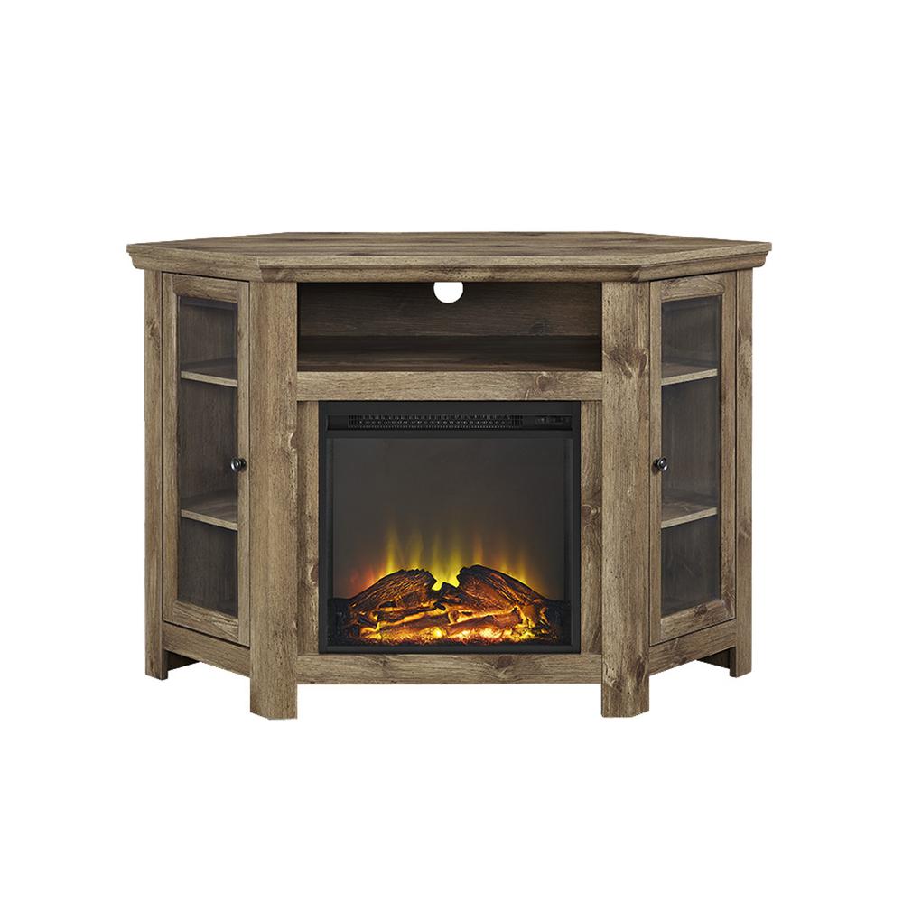 48" Barnwood Corner Wood Media Stand with Electric Fireplace , Belen Kox. Picture 3