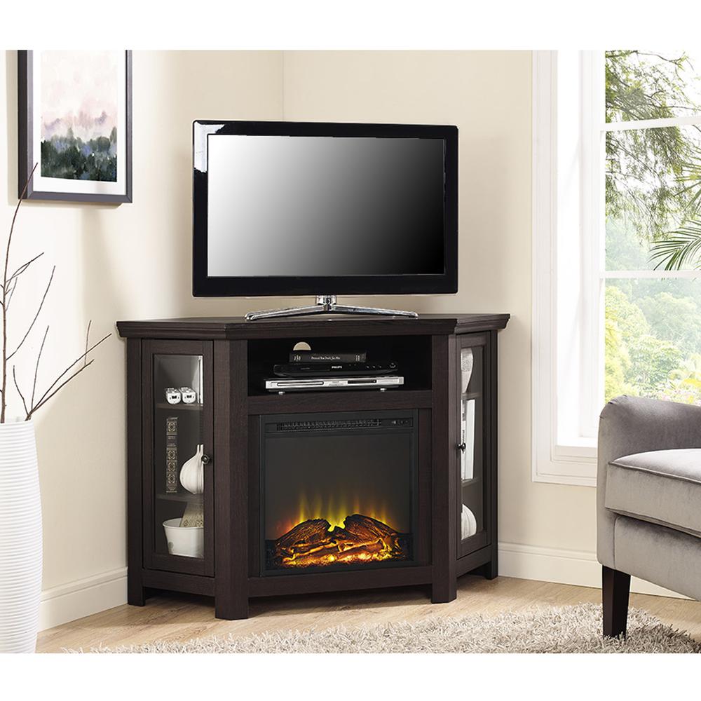 48" Corner Fireplace TV Stand - Espresso. Picture 2