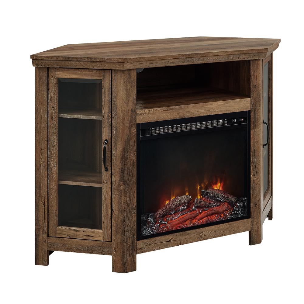 Rustic Corner Media Stand with Electric Fireplace, Belen Kox. Picture 1