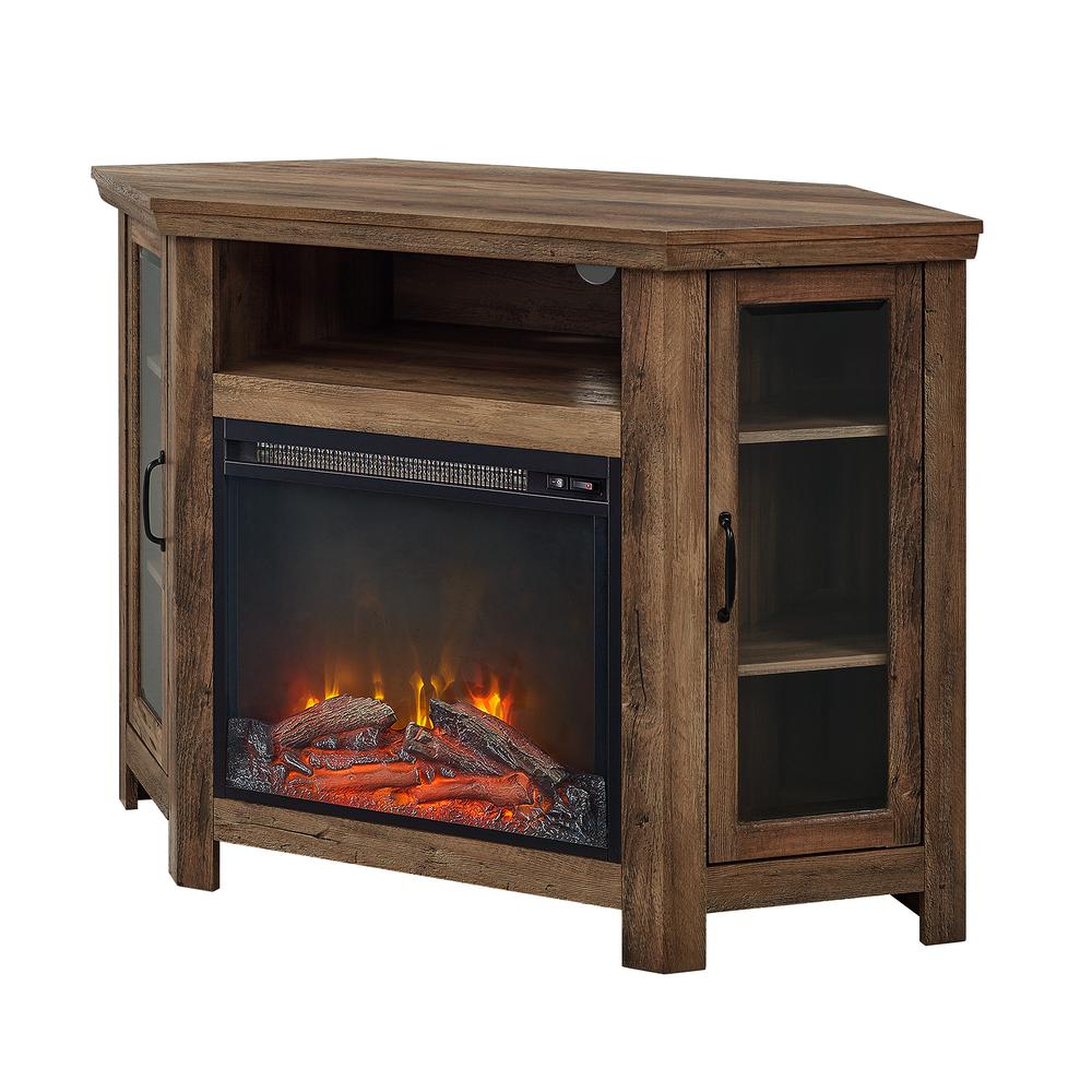Rustic Corner Media Stand with Electric Fireplace, Belen Kox. Picture 4
