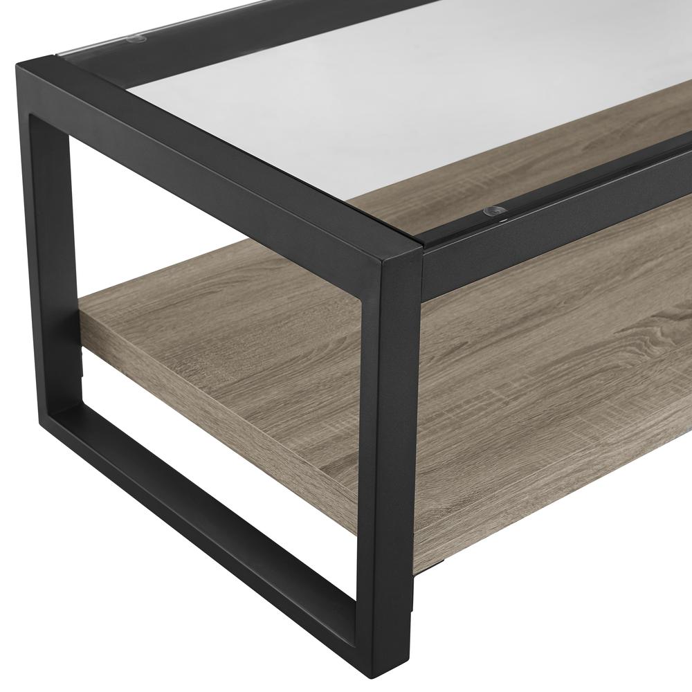 48" Urban Blend Coffee Table with Glass Top - Driftwood/Black. Picture 4