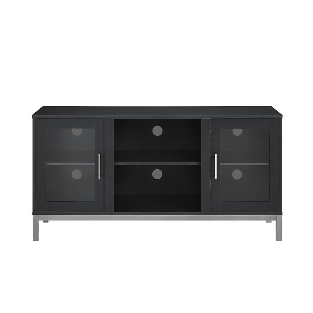 52" Avenue Wood TV Console with Metal Legs - Black. Picture 1