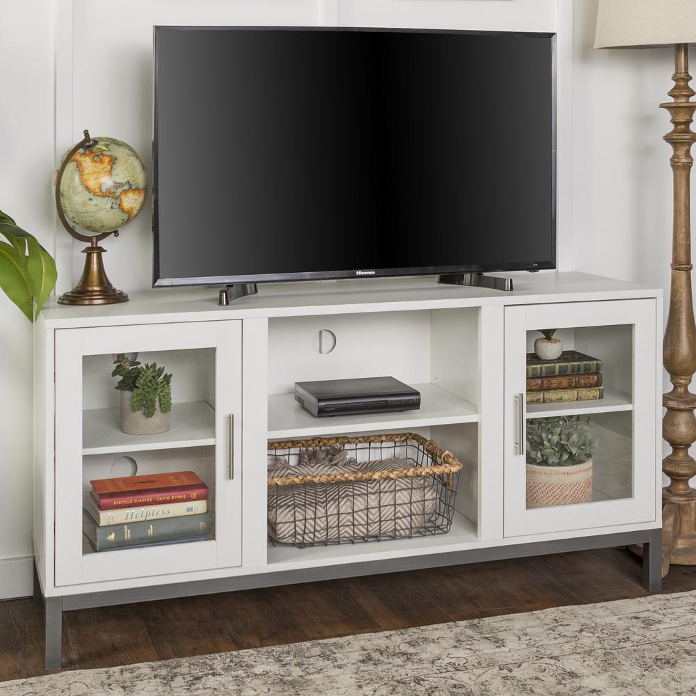 52" Avenue Wood TV Console with Metal Legs - White. Picture 3