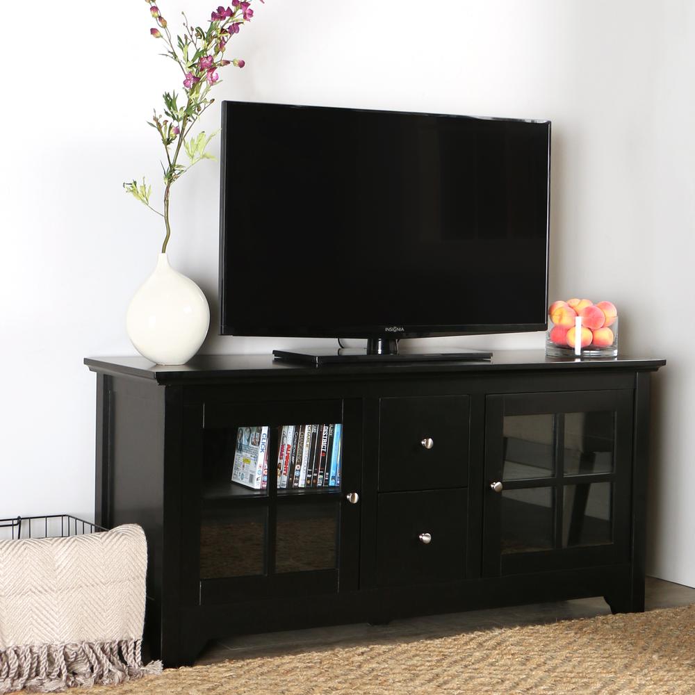 52" Black Wood TV Stand Console. Picture 1