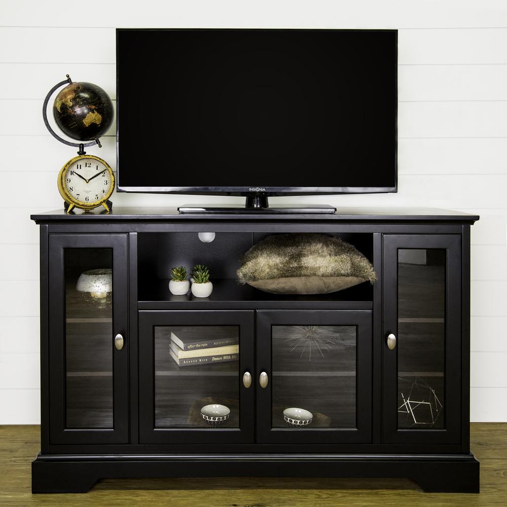 52" Black Wood TV Stand. Picture 1