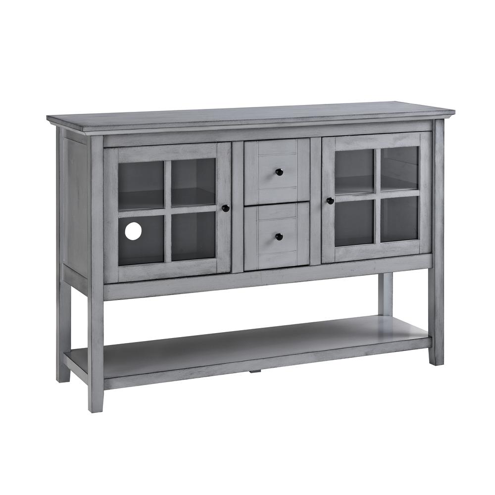 52" Wood Console Table Buffet TV Stand - Antique Grey. Picture 5