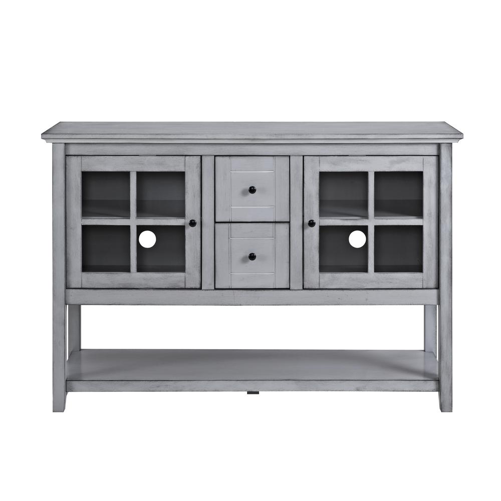 52" Wood Console Table Buffet TV Stand - Antique Grey. Picture 1