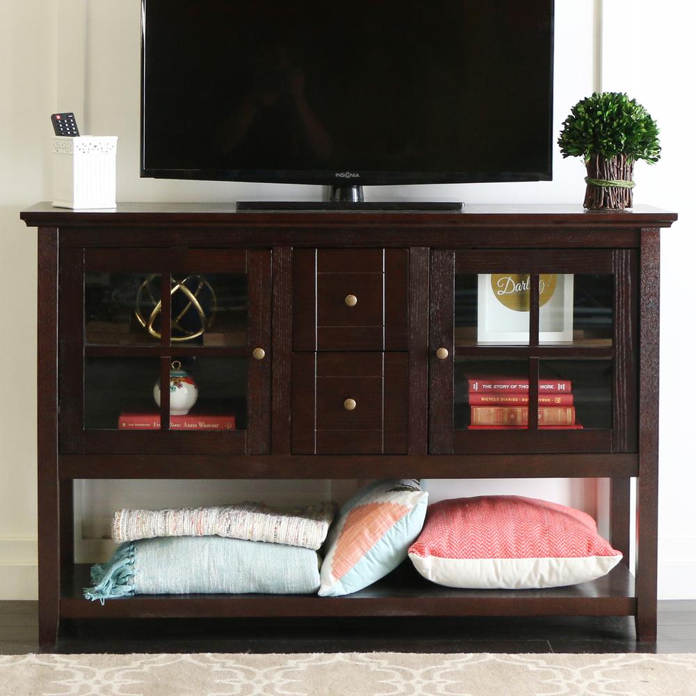 52" Wood Console Table TV Stand - Espresso. Picture 3