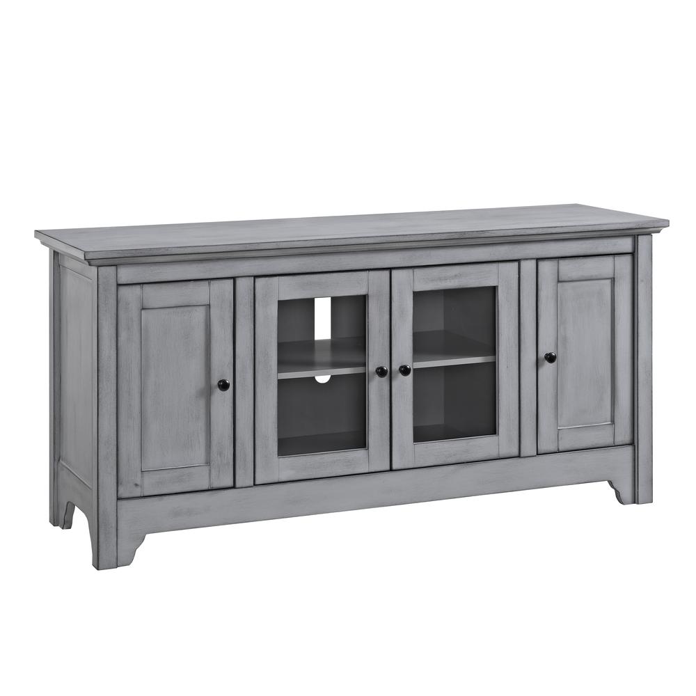52" Wood TV Media Stand Storage Console - Antique Grey. Picture 1