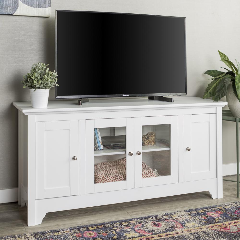 52" Wood TV Media Stand Storage Console - White. Picture 2