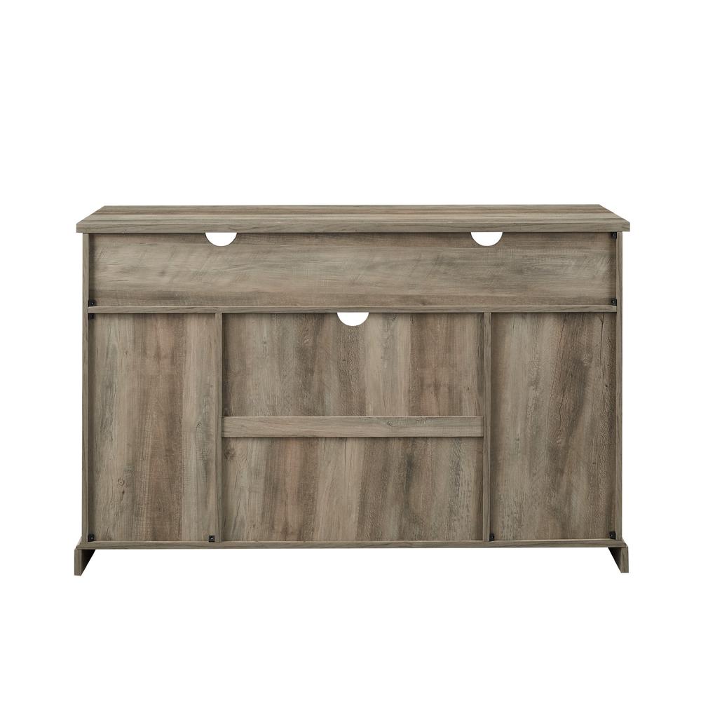 52" Modern Farmhouse High Boy Wood TV Stand with Sliding Barn Doors - Grey Wash. Picture 8