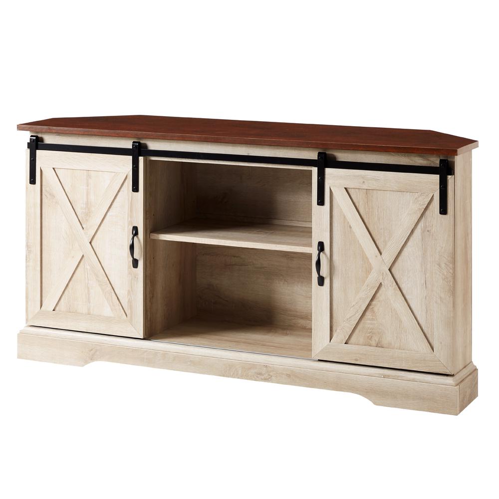 Corner barn store door tv stand