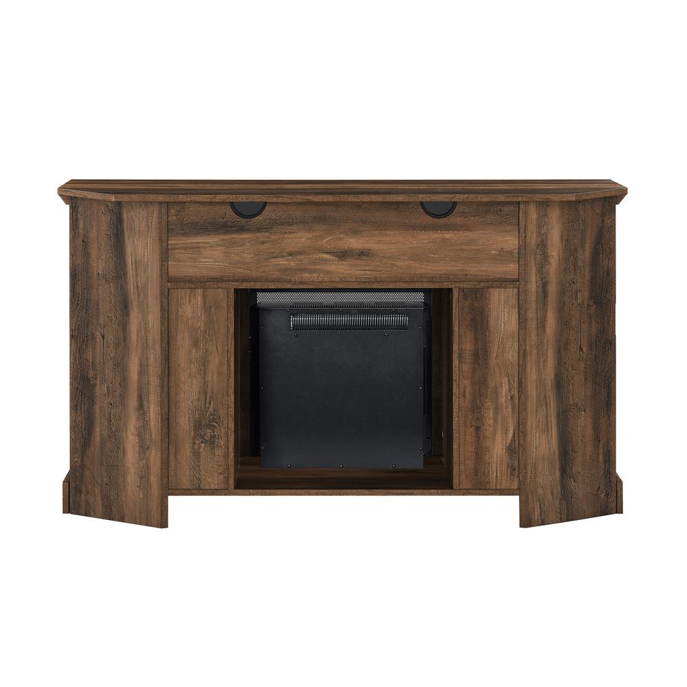 Coastal Grooved Door Fireplace Corner TV Stand for TVs up to 60” - Rustic Oak. Picture 7