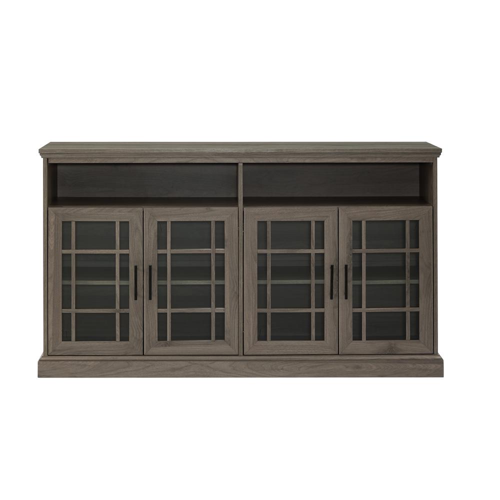 58" Classic Glass Door TV Console - Slate Grey. Picture 4