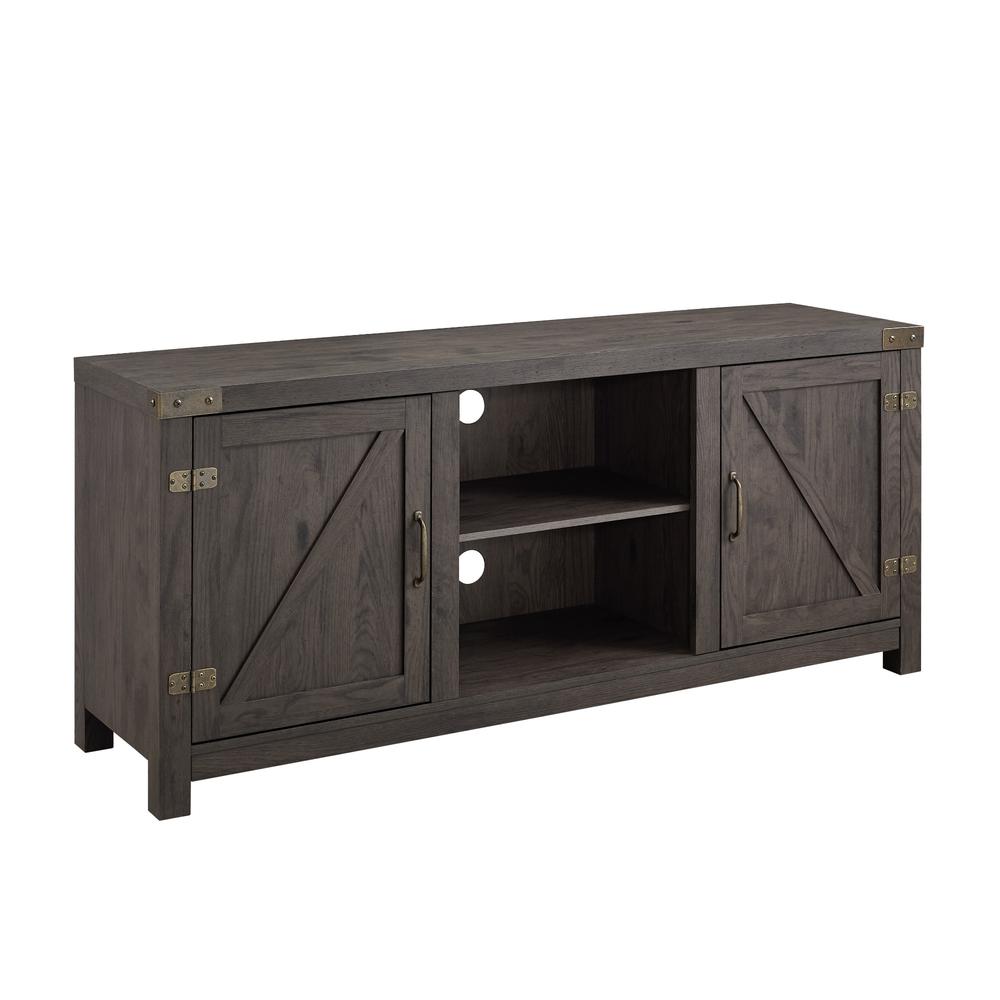 Modern Farmhouse Double Barn Door TV Stand for TVs up to 65” – Sable. The main picture.