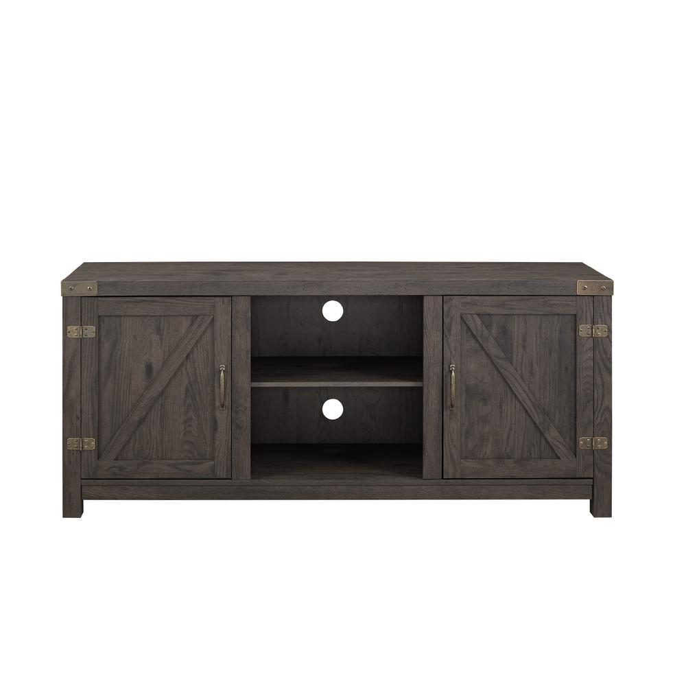 Modern Farmhouse Double Barn Door TV Stand for TVs up to 65” – Sable. Picture 2