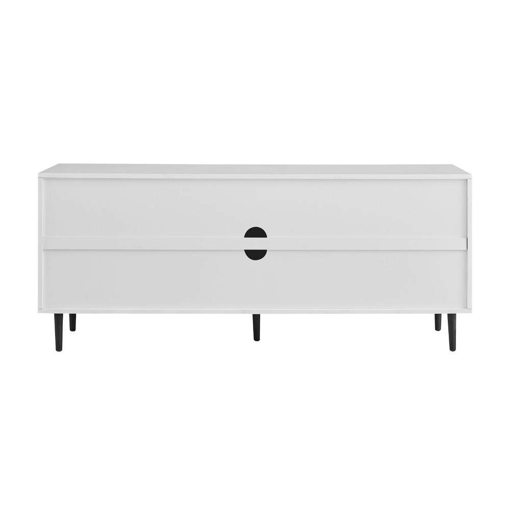 Modern Faux-Bookmatch 2-Door TV Stand for TVs up to 65” – Ash Brown Bookmatch/Solid White. Picture 4
