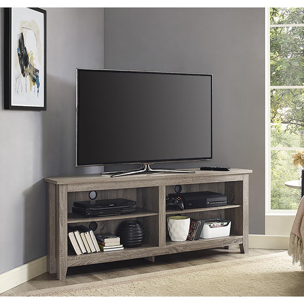 58" Corner TV Stand - Driftwood. Picture 2