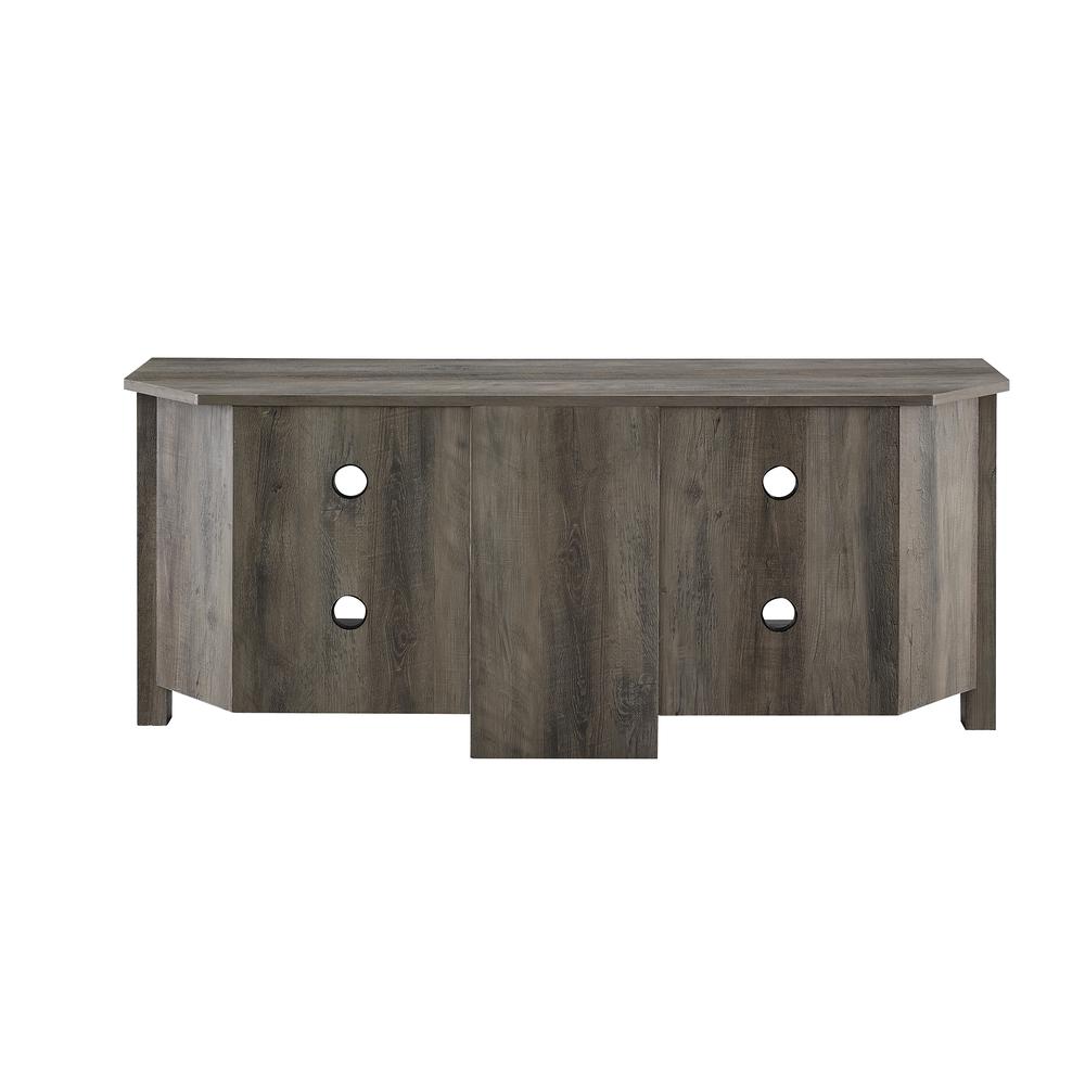 58" Transitional Wood Corner TV Stand - Grey Wash. Picture 6