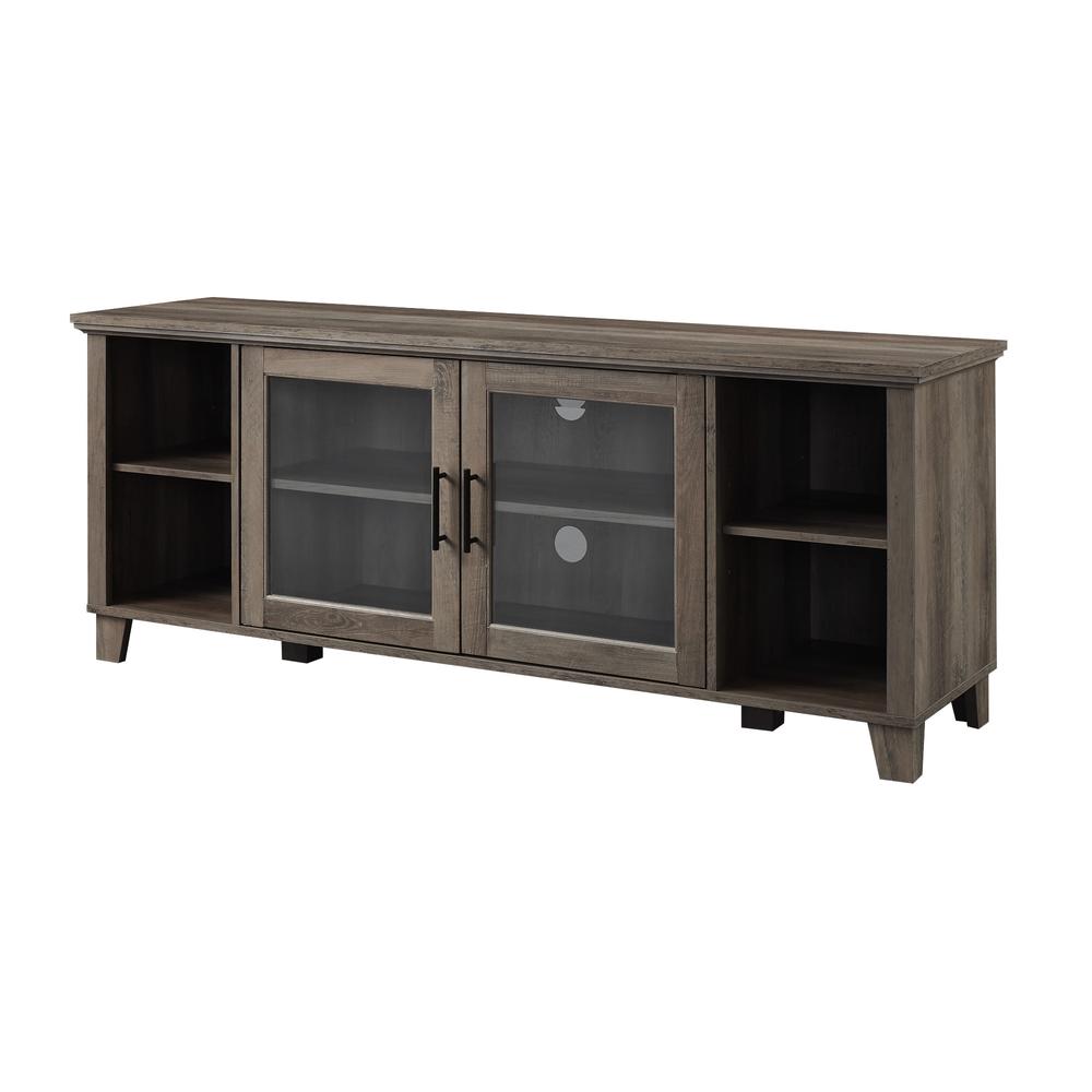 58" Columbus TV Stand with Middle Doors - Grey Wash. Picture 3