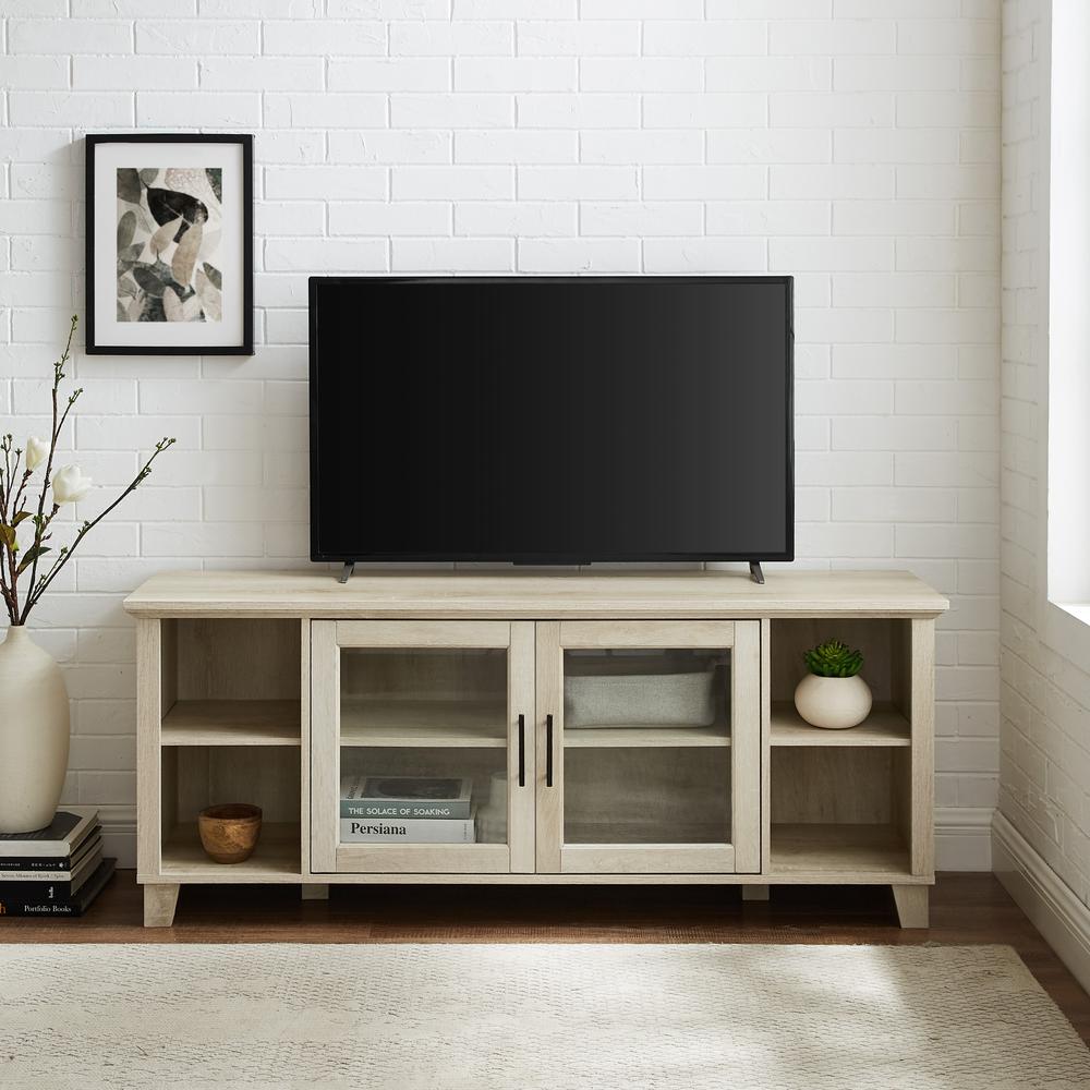 Columbus TV Stand with Middle Doors - White Oak. Picture 2