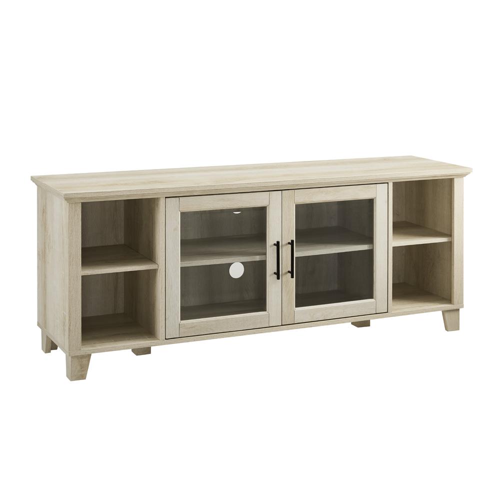 Columbus TV Stand with Middle Doors - White Oak. Picture 4