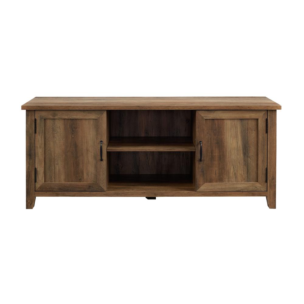 58" Modern Farmhouse TV Stand with Beadboard Doors - Rustic Oak. Picture 6