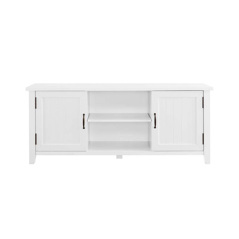 58" Grooved Door TV Console - Solid White. Picture 1