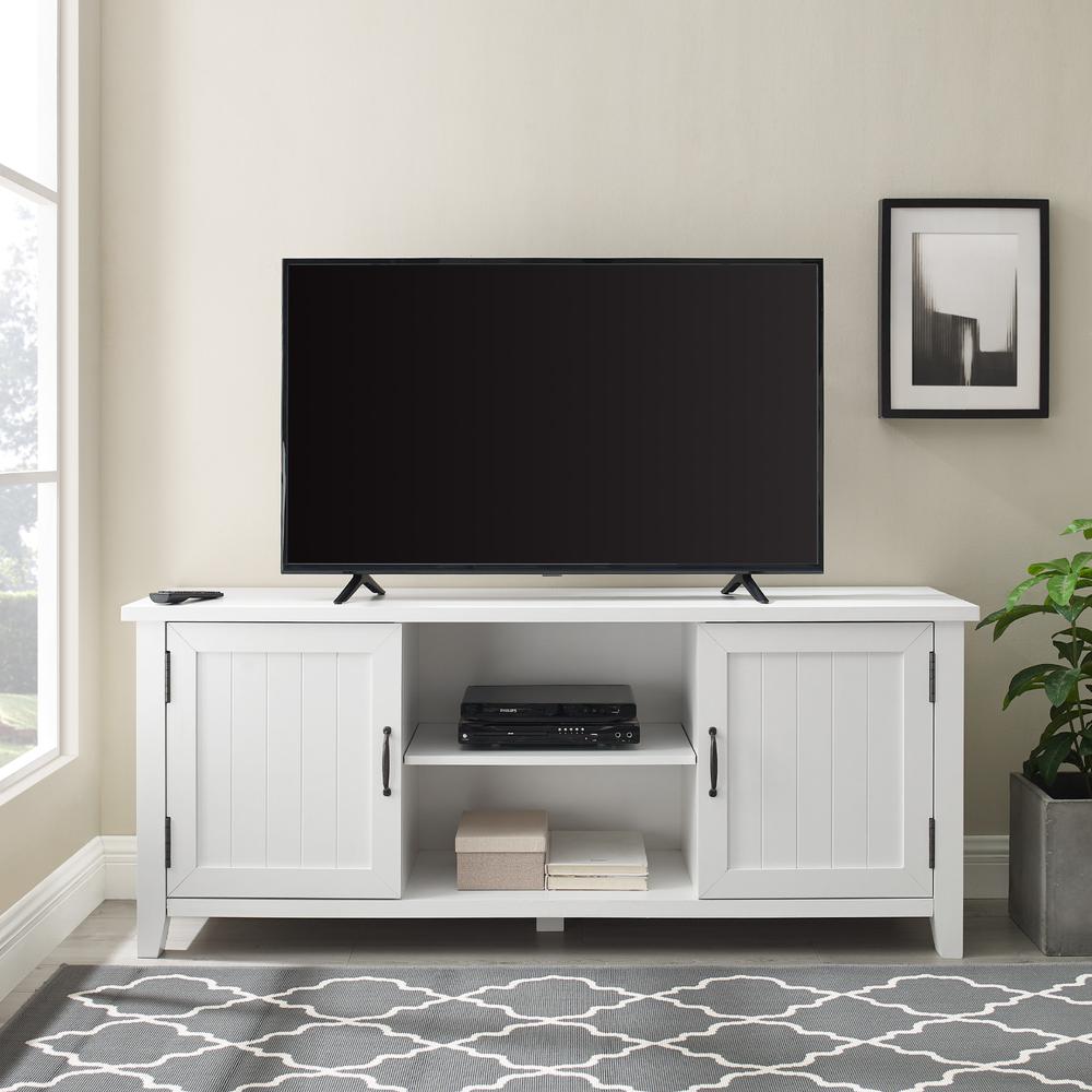 58" Grooved Door TV Console - Solid White. Picture 2