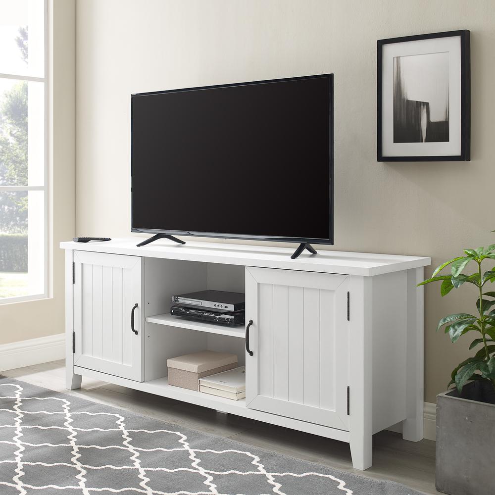 58" Grooved Door TV Console - Solid White. Picture 3