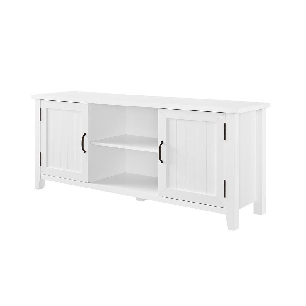 58" Grooved Door TV Console - Solid White. Picture 2