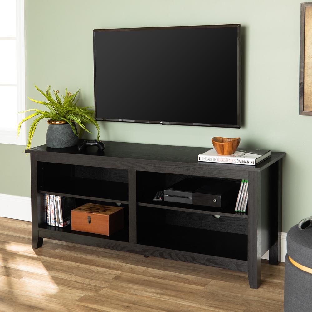 58" Black Wood TV Stand Console. Picture 9