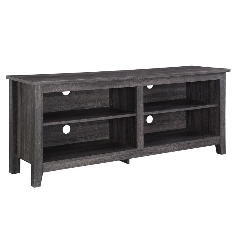 58" Charcoal Grey Wood TV Stand Console. Picture 1