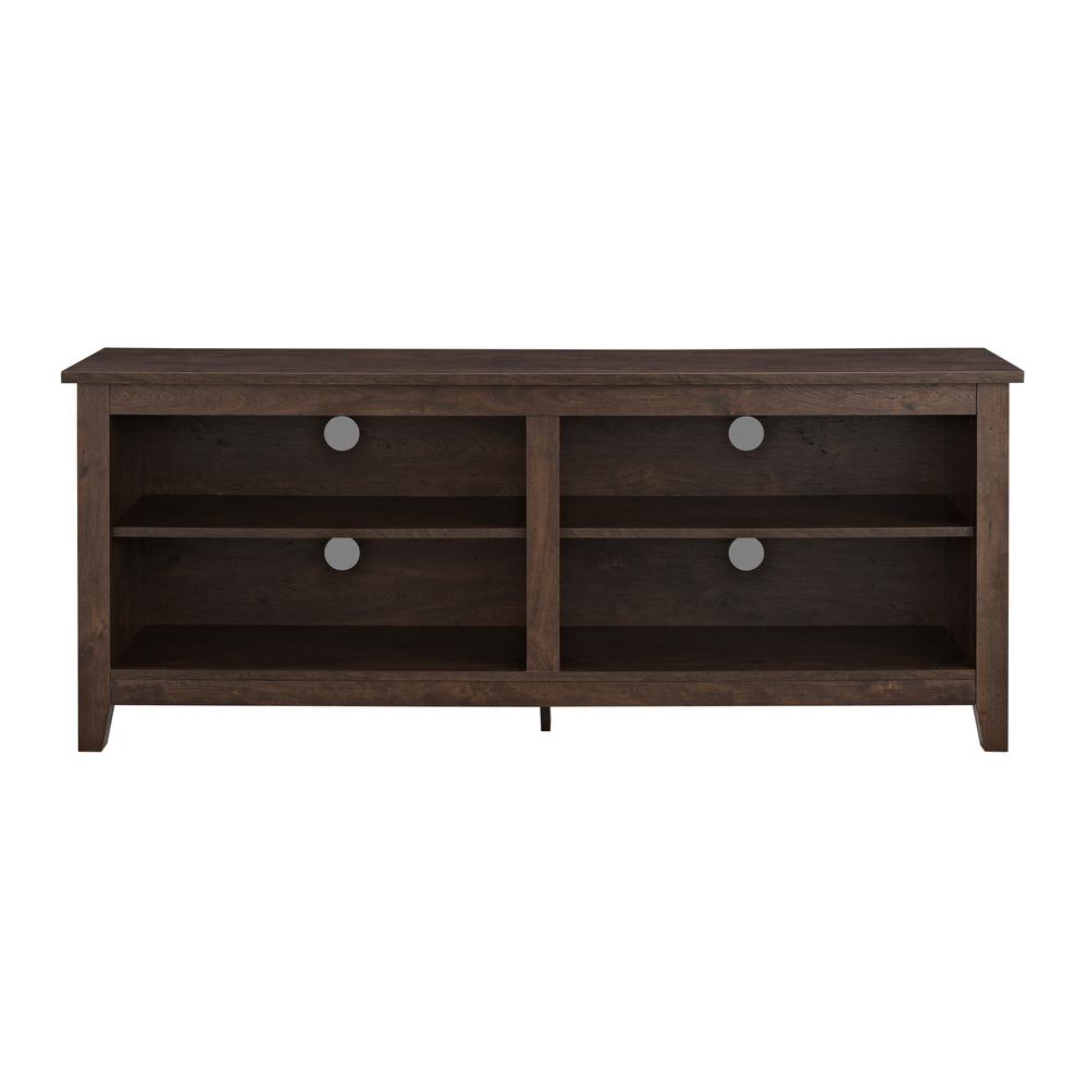 58" Wood TV Media Stand Storage Console - Traditional Brown. Picture 1