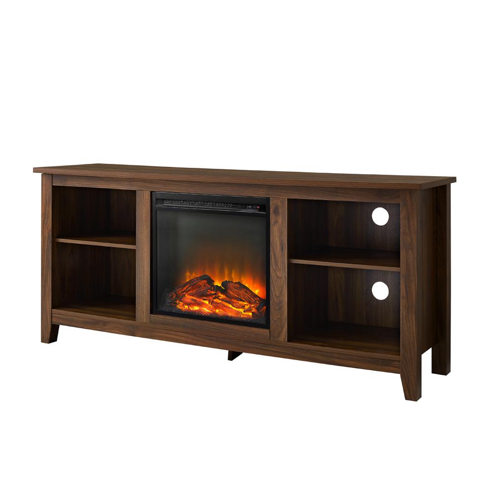 Simple 58" Fireplace TV Stand  - Dark Walnut. Picture 4