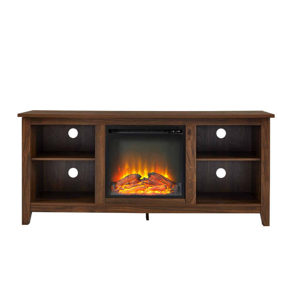 Simple 58" Fireplace TV Stand  - Dark Walnut. Picture 5