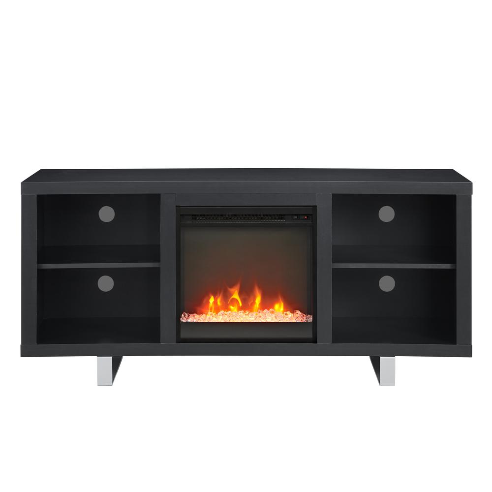 58" Simple Modern Fireplace TV Console - Black. Picture 3