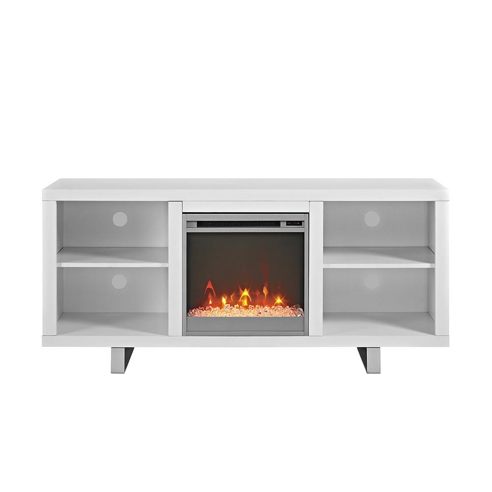 58" Simple Modern Fireplace TV Console - White. Picture 3