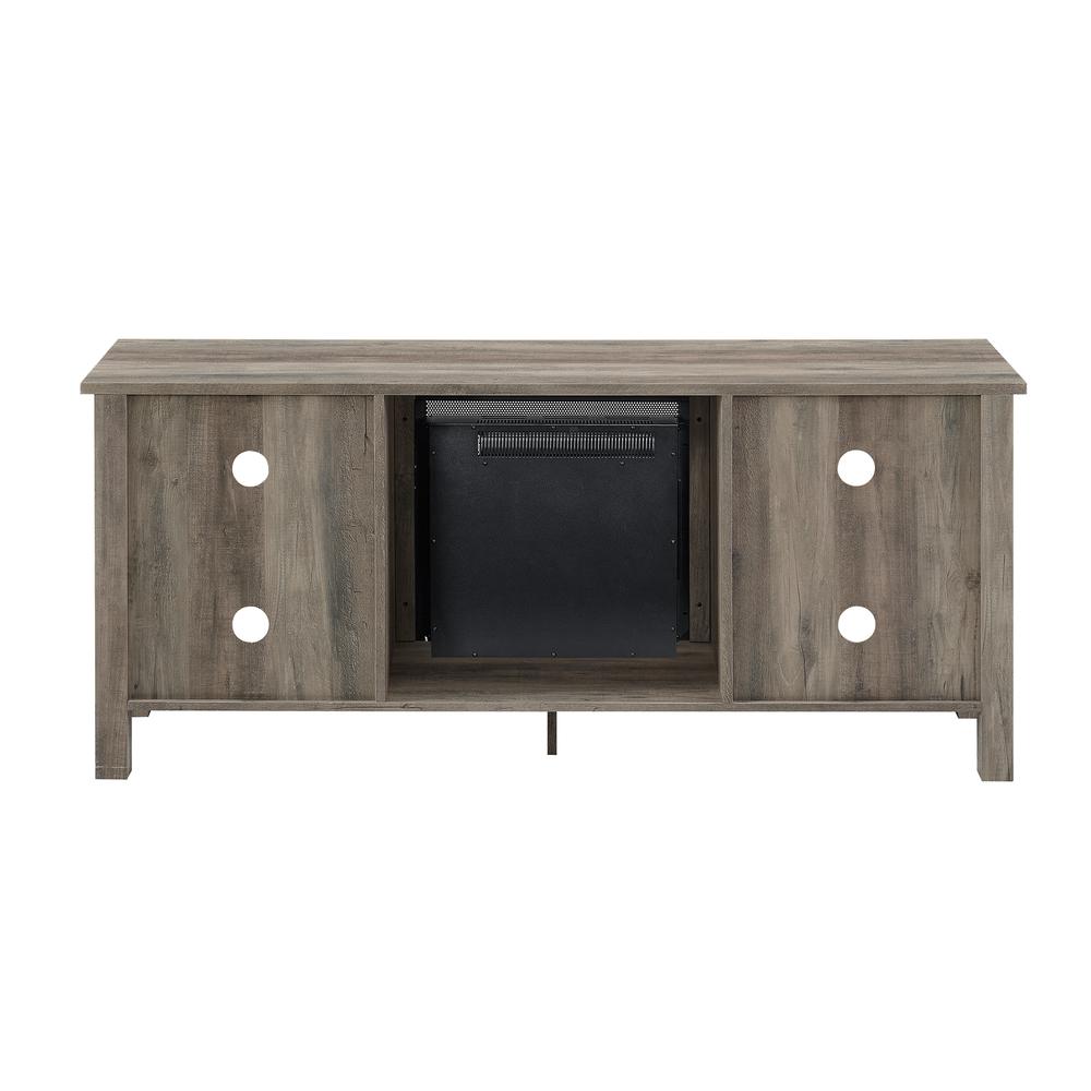 58" Wood Media TV Stand Console with Fireplace - Grey Wash. Picture 6