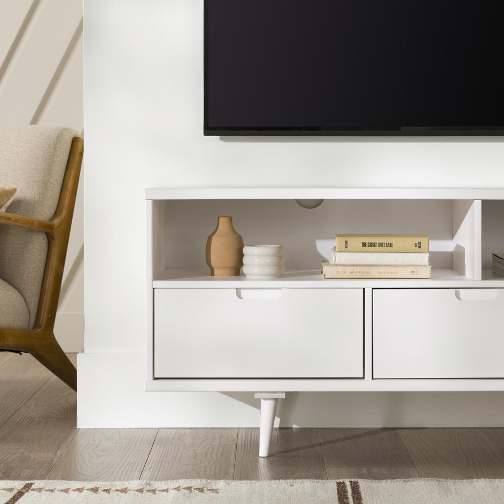 Ivy 58" 3 Drawer Solid Wood TV Stand - White. Picture 7