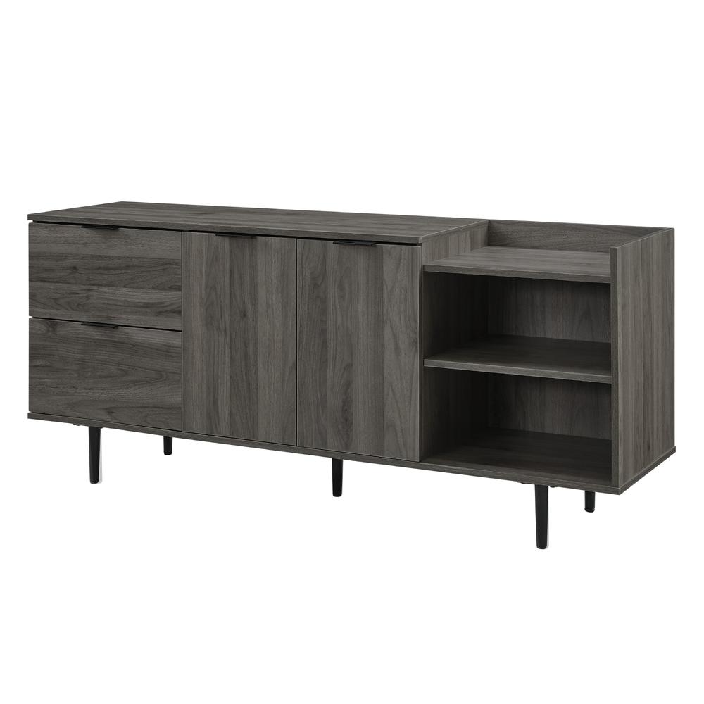 58" Modern Storage TV Stand - Slate Gray. Picture 1