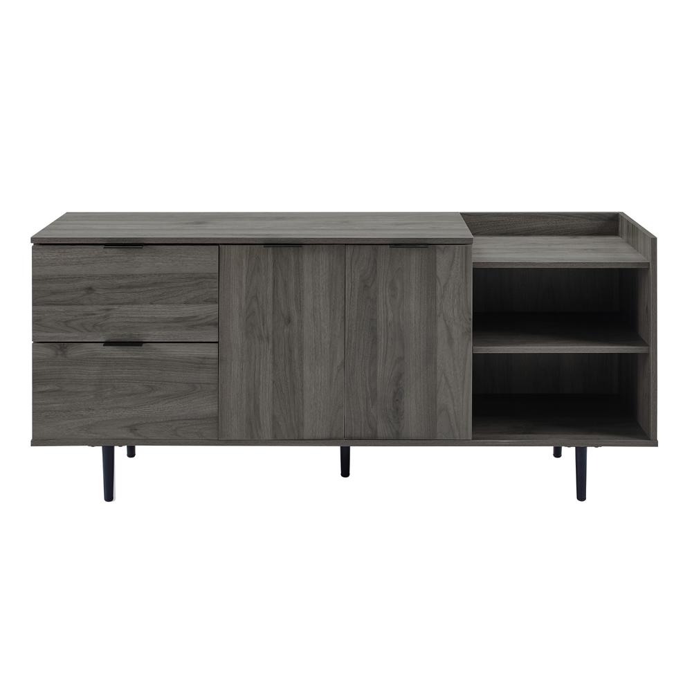 58" Modern Storage TV Stand - Slate Gray. Picture 4